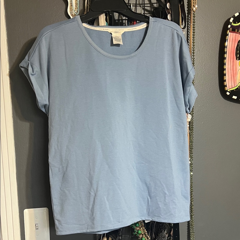 Lucky Brand Light Blue Short Sleeve Top
